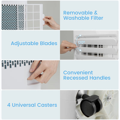 *8000 BTU Portable Air Conditioner with Remote Control Cools up to 250 Sq.Ft - White