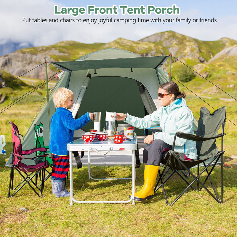 front porch tent 4-6 Person Camping Tent with Front Porch-Green