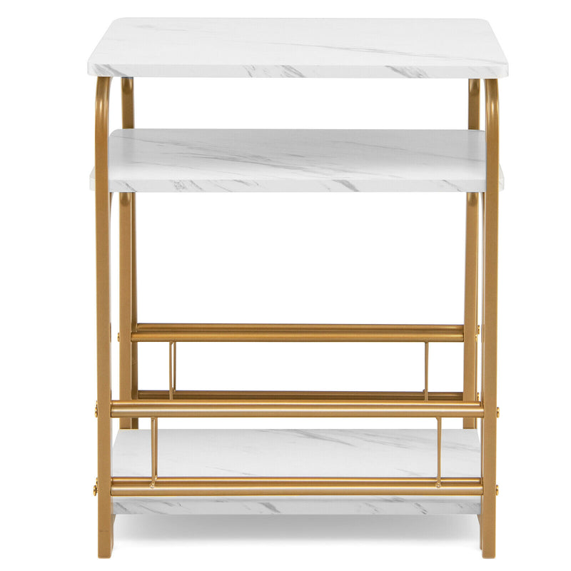 2 Pieces Faux Marble Nesting Table for Small Space-White