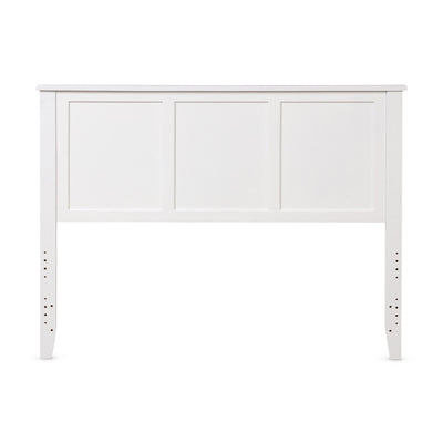Full Wood Headboard Flat Panel with Pre-drilled Holes and Height Adjustment-White