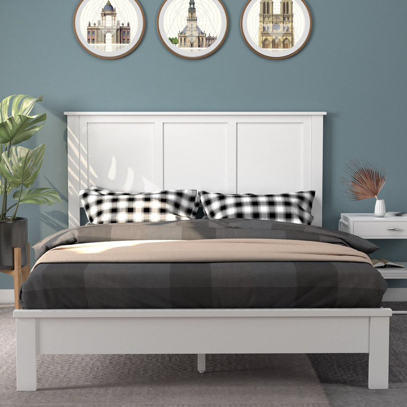 Full Wood Headboard Flat Panel with Pre-drilled Holes and Height Adjustment-White