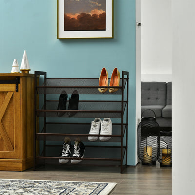 *2/3/4 Tiers Flat and Slant Metal Shoe Rack for Entryway Hallway - 4-Tier