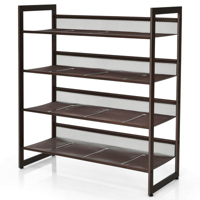 *2/3/4 Tiers Flat and Slant Metal Shoe Rack for Entryway Hallway - 4-Tier