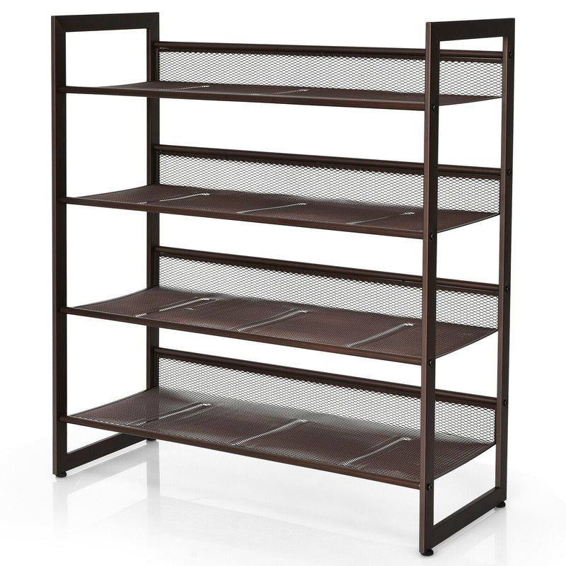 *2/3/4 Tiers Flat and Slant Metal Shoe Rack for Entryway Hallway - 4-Tier