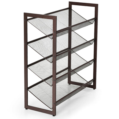 *2/3/4 Tiers Flat and Slant Metal Shoe Rack for Entryway Hallway - 4-Tier