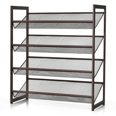 *2/3/4 Tiers Flat and Slant Metal Shoe Rack for Entryway Hallway - 4-Tier