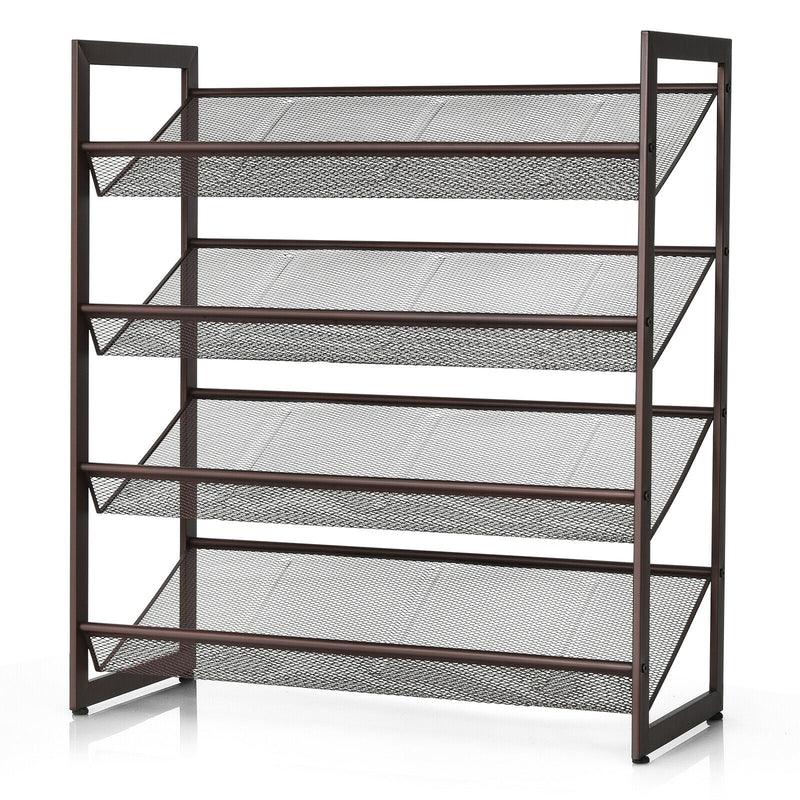 *2/3/4 Tiers Flat and Slant Metal Shoe Rack for Entryway Hallway - 4-Tier