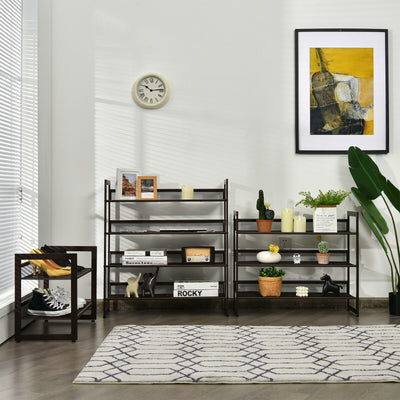 *2/3/4 Tiers Flat and Slant Metal Shoe Rack for Entryway Hallway - 4-Tier