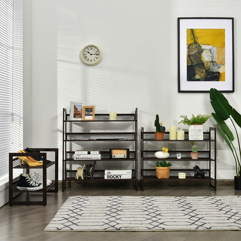 *2/3/4 Tiers Flat and Slant Metal Shoe Rack for Entryway Hallway - 4-Tier