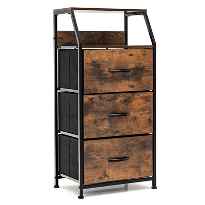 *Freestanding Cabinet Dresser with Wooden Top Shelves - M