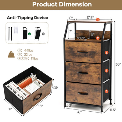 *Freestanding Cabinet Dresser with Wooden Top Shelves - M