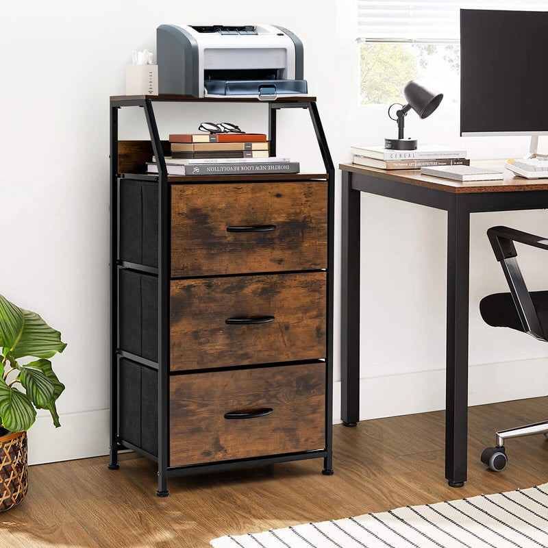 *Freestanding Cabinet Dresser with Wooden Top Shelves - M
