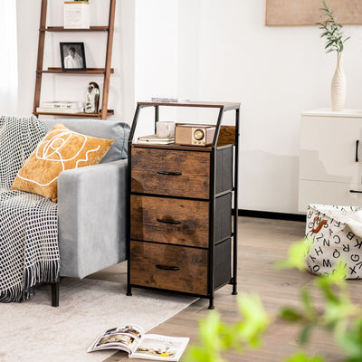 *Freestanding Cabinet Dresser with Wooden Top Shelves - M