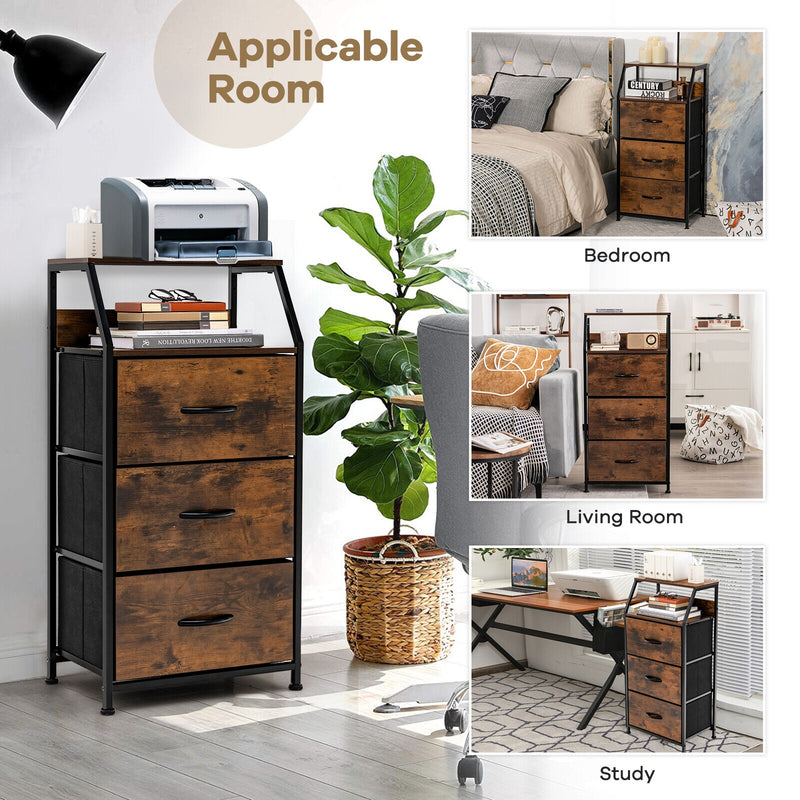 *Freestanding Cabinet Dresser with Wooden Top Shelves - M