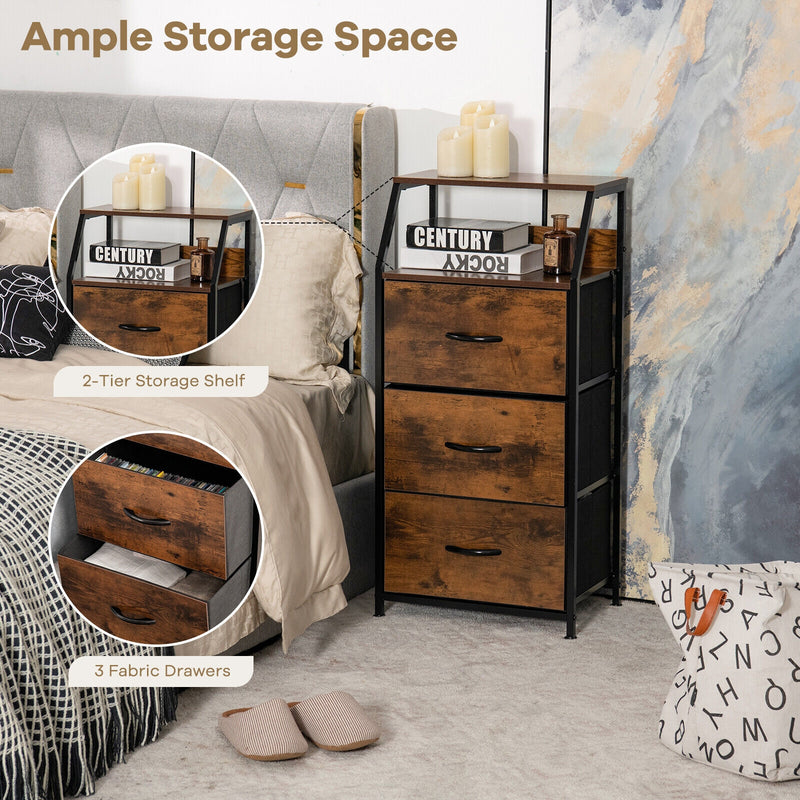*Freestanding Cabinet Dresser with Wooden Top Shelves - M