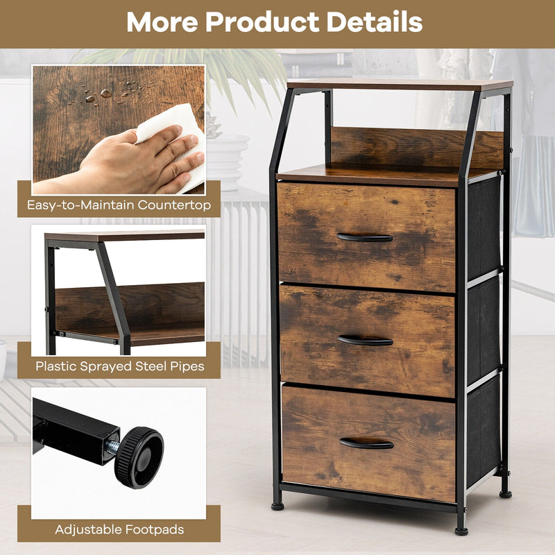 *Freestanding Cabinet Dresser with Wooden Top Shelves - M