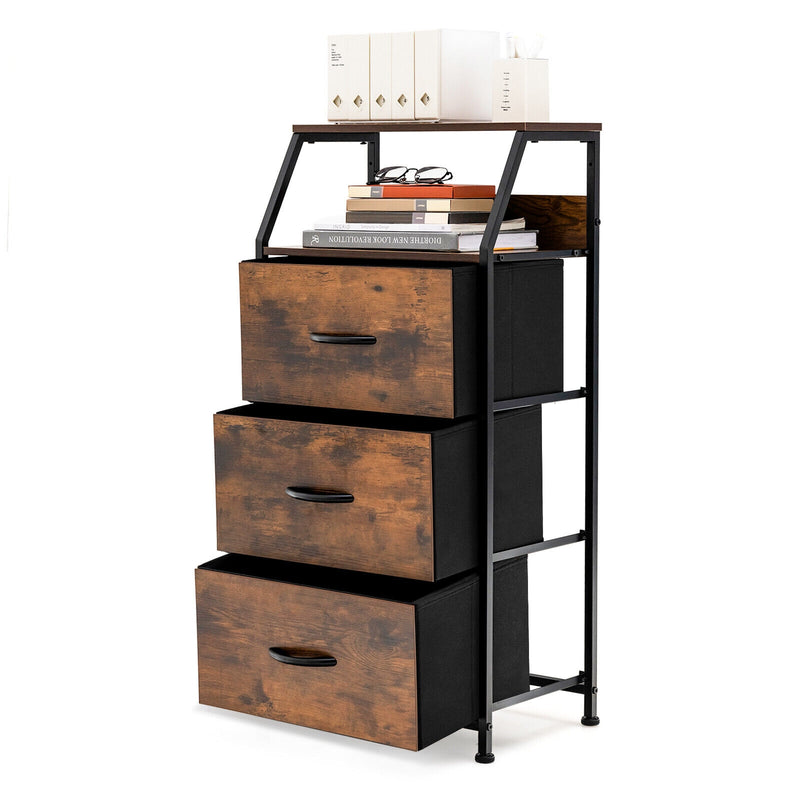 *Freestanding Cabinet Dresser with Wooden Top Shelves - M