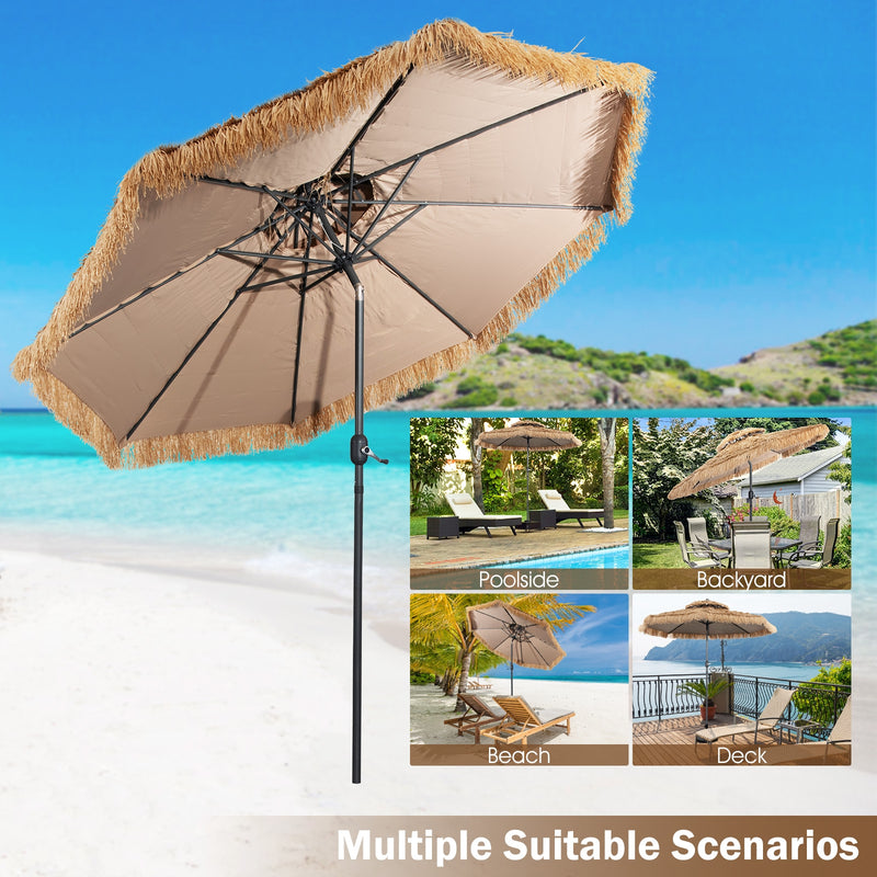 10 Feet Hawaiian Style Thatched Tiki Patio Umbrella for Beach and Poolside