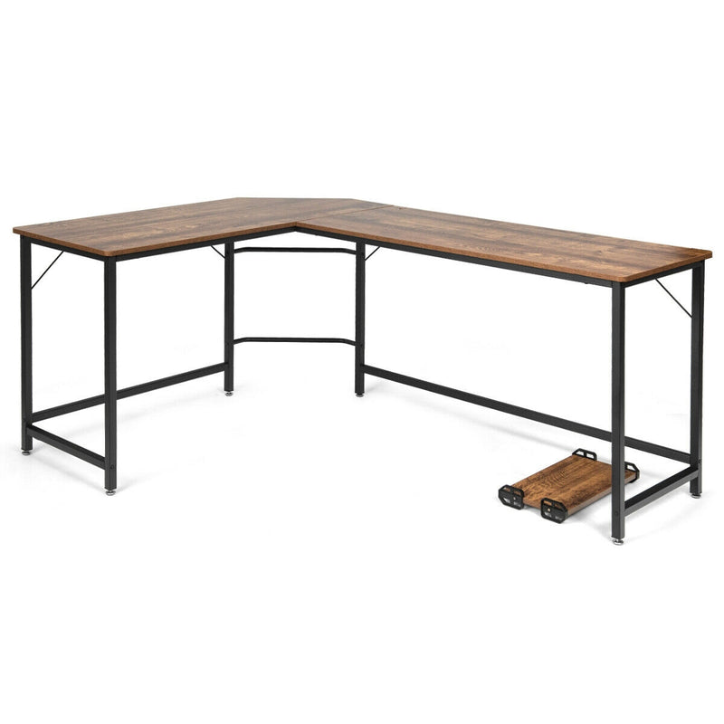 L Shaped Corner Computer Desk Laptop Gaming Table Workstation-Coffee