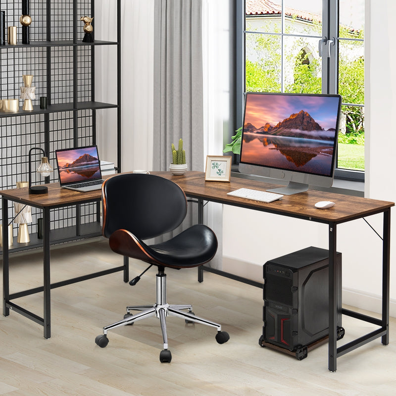L Shaped Corner Computer Desk Laptop Gaming Table Workstation-Coffee