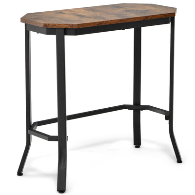 Narrow End Side Sofa Table with Rustic Tabletop-Rustic Brown