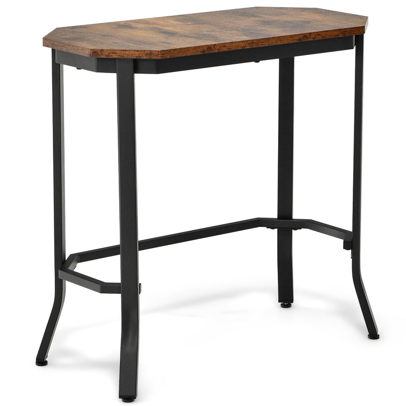 Narrow End Side Sofa Table with Rustic Tabletop-Rustic Brown