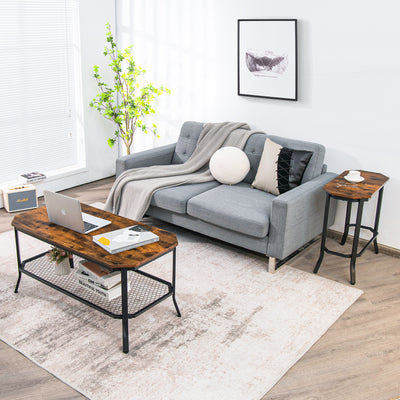 Narrow End Side Sofa Table with Rustic Tabletop-Rustic Brown