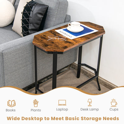 Narrow End Side Sofa Table with Rustic Tabletop-Rustic Brown