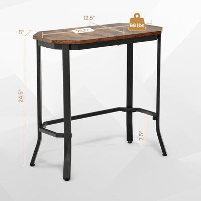 Narrow End Side Sofa Table with Rustic Tabletop-Rustic Brown