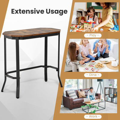 Narrow End Side Sofa Table with Rustic Tabletop-Rustic Brown