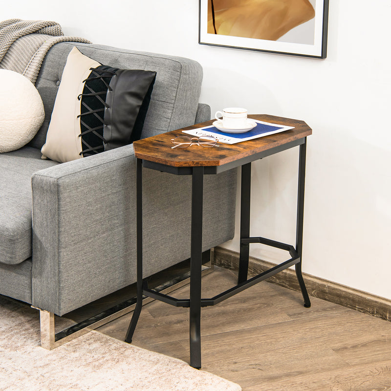 Narrow End Side Sofa Table with Rustic Tabletop-Rustic Brown