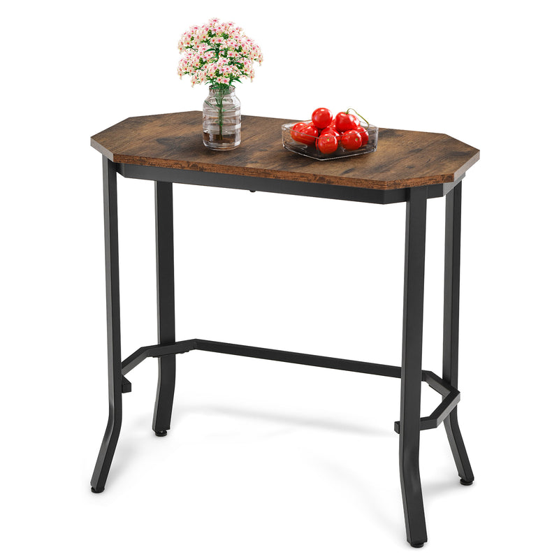 Narrow End Side Sofa Table with Rustic Tabletop-Rustic Brown