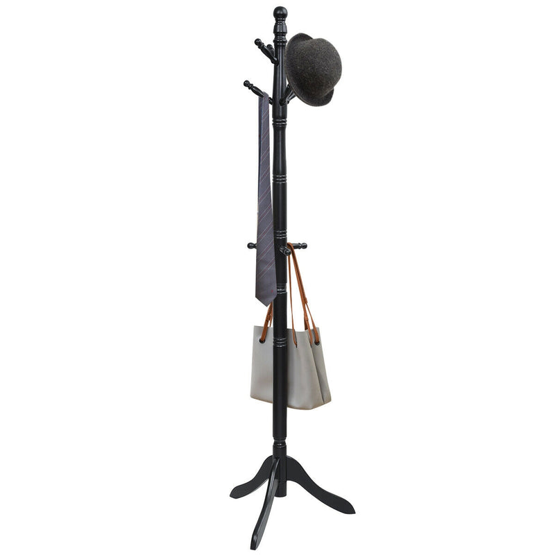 *Entryway Height Adjustable Coat Stand with 9 Hooks - Black