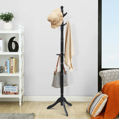 *Entryway Height Adjustable Coat Stand with 9 Hooks - Black