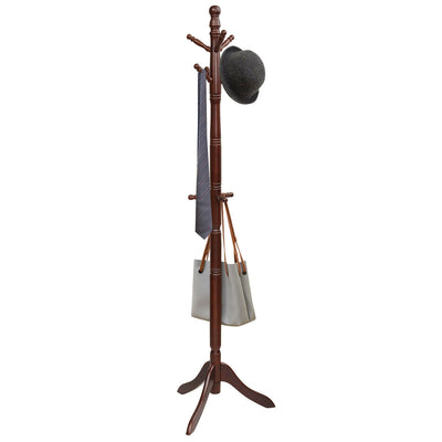*Entryway Height Adjustable Coat Stand with 9 Hooks - Brown