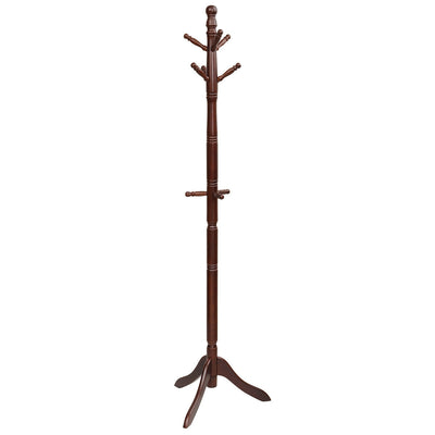 *Entryway Height Adjustable Coat Stand with 9 Hooks - Brown