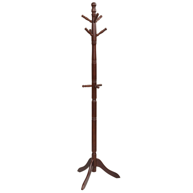 *Entryway Height Adjustable Coat Stand with 9 Hooks - Brown