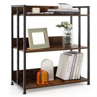*3/5-Tier Industrial Bookshelf Storage Shelf Display Rack with Adjustable Shelves - 3-Tier