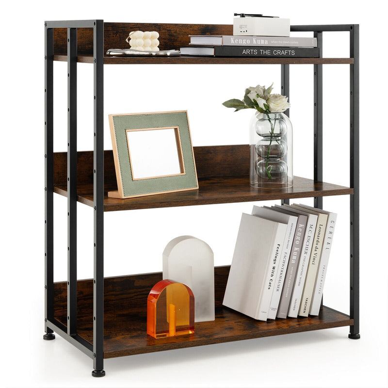 *3/5-Tier Industrial Bookshelf Storage Shelf Display Rack with Adjustable Shelves - 3-Tier