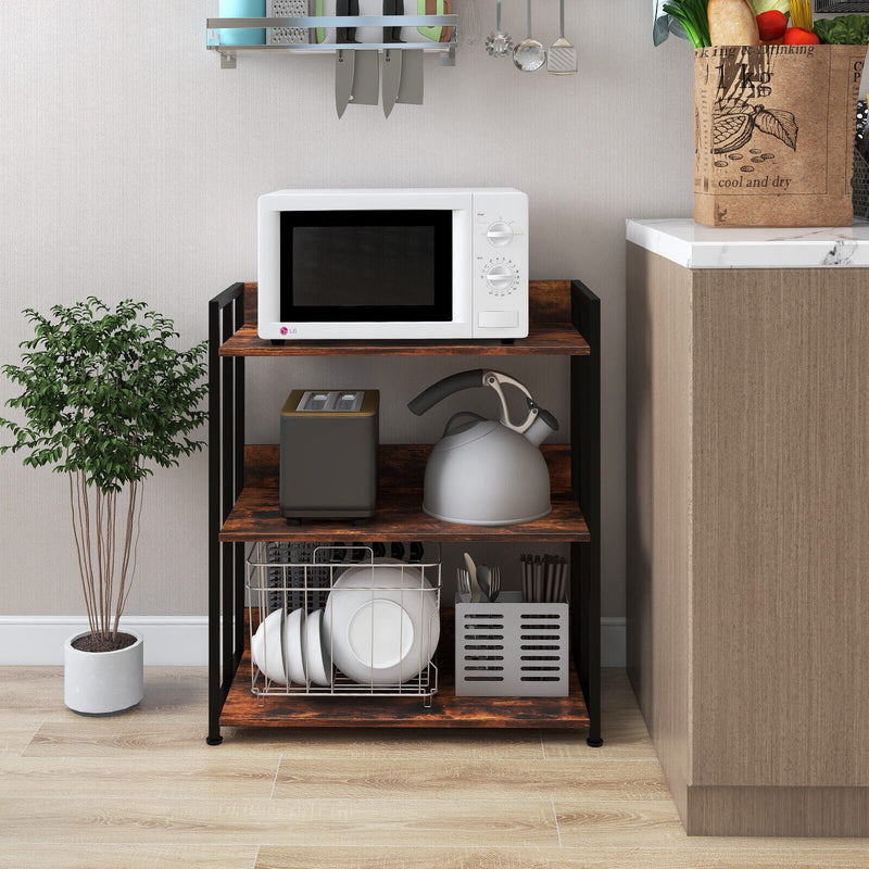 *3/5-Tier Industrial Bookshelf Storage Shelf Display Rack with Adjustable Shelves - 3-Tier