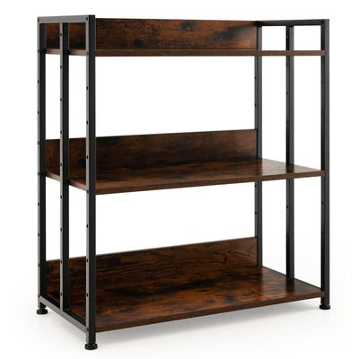 *3/5-Tier Industrial Bookshelf Storage Shelf Display Rack with Adjustable Shelves - 3-Tier