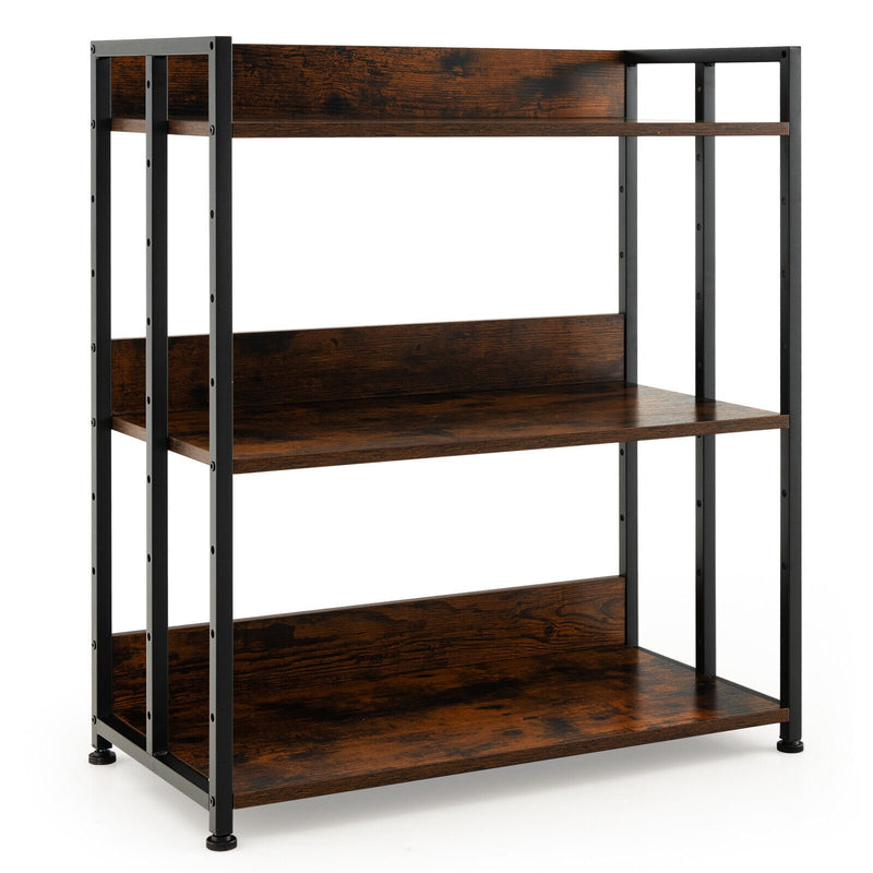 *3/5-Tier Industrial Bookshelf Storage Shelf Display Rack with Adjustable Shelves - 3-Tier