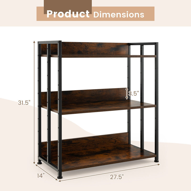 *3/5-Tier Industrial Bookshelf Storage Shelf Display Rack with Adjustable Shelves - 3-Tier