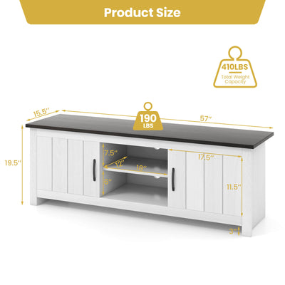 TV Stand with 2 Cabinets and Open Shelves for TVs up to 65 Inches-Black