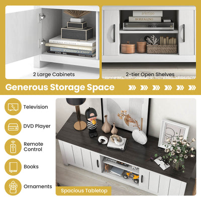 TV Stand with 2 Cabinets and Open Shelves for TVs up to 65 Inches-Black