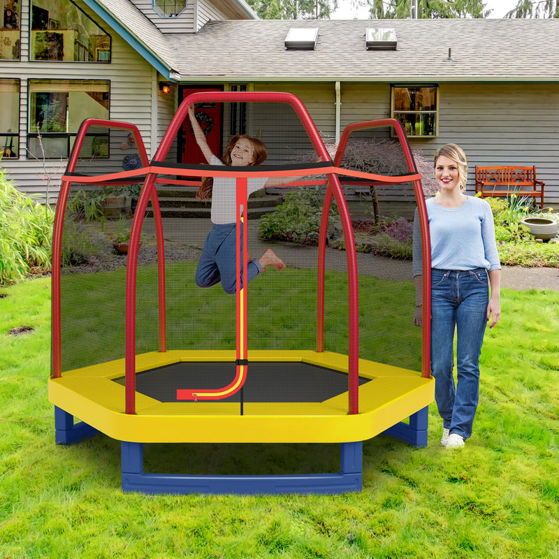 *7 Feet Kids Recreational Bounce Jumper Trampoline - Red
