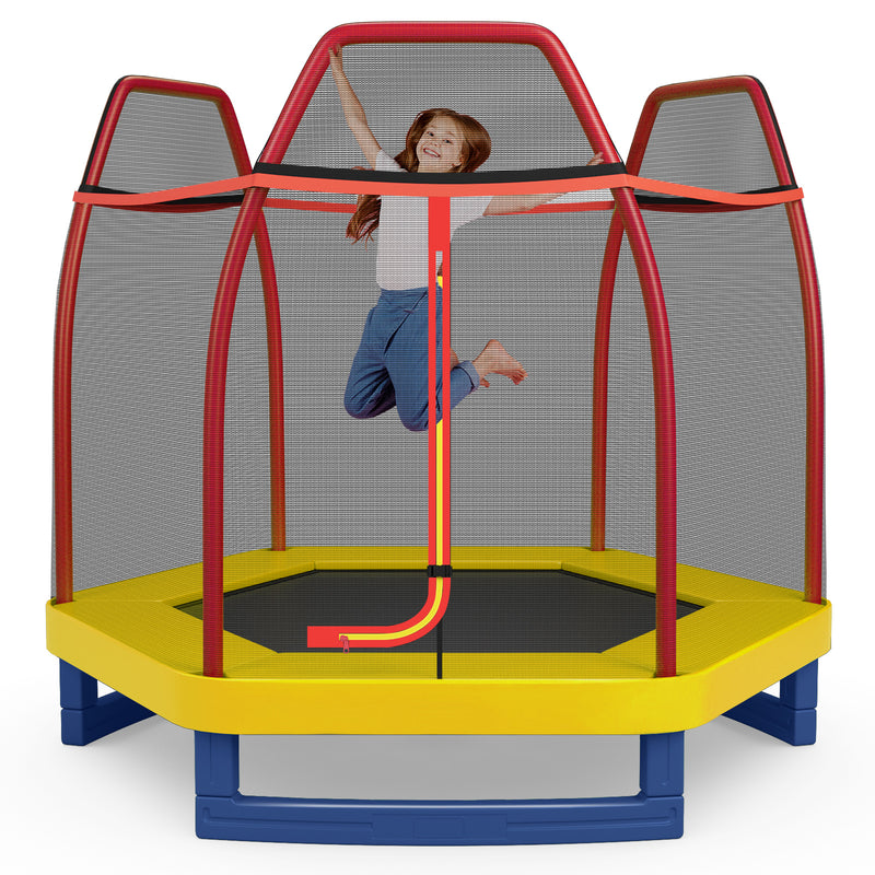 *7 Feet Kids Recreational Bounce Jumper Trampoline - Red