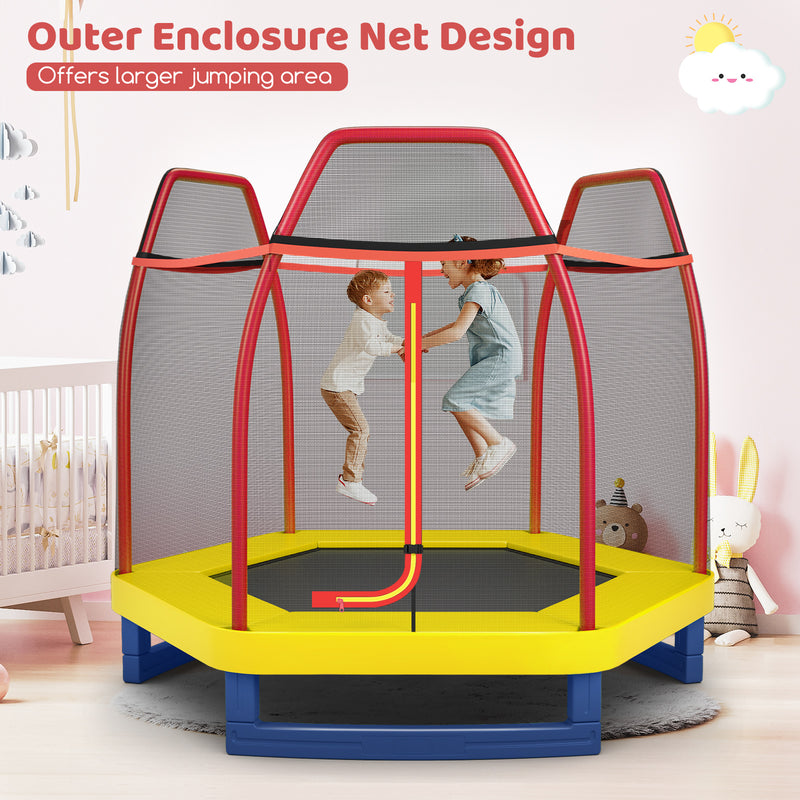 *7 Feet Kids Recreational Bounce Jumper Trampoline - Red