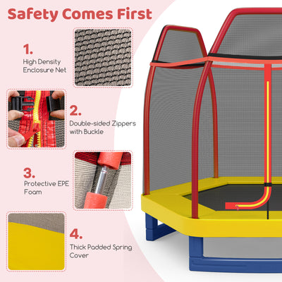 *7 Feet Kids Recreational Bounce Jumper Trampoline - Red