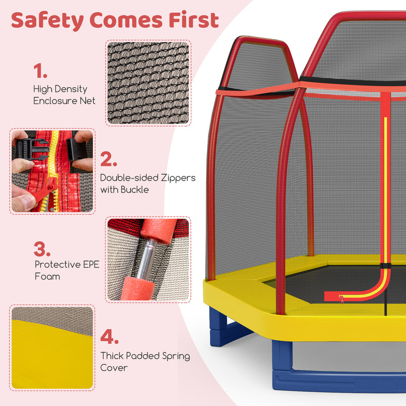 *7 Feet Kids Recreational Bounce Jumper Trampoline - Red